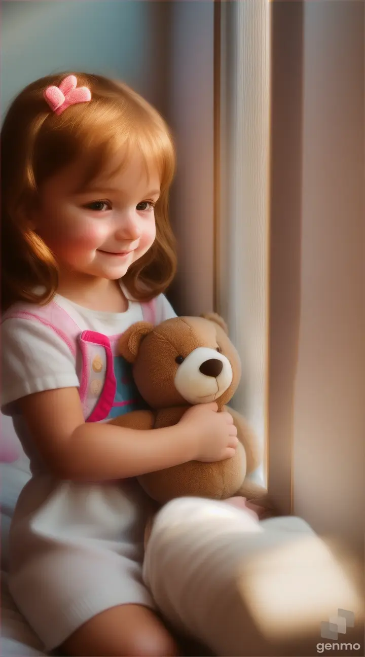 A girl is playing  Teddy bear