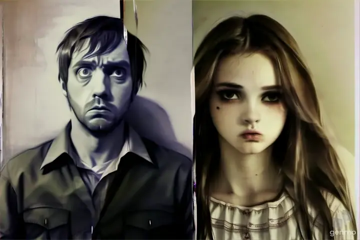 two pictures of a man and a woman