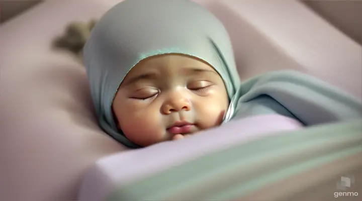 Muslim baby sleep in sleepy cute