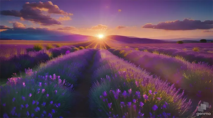 Sunset over a lavender field