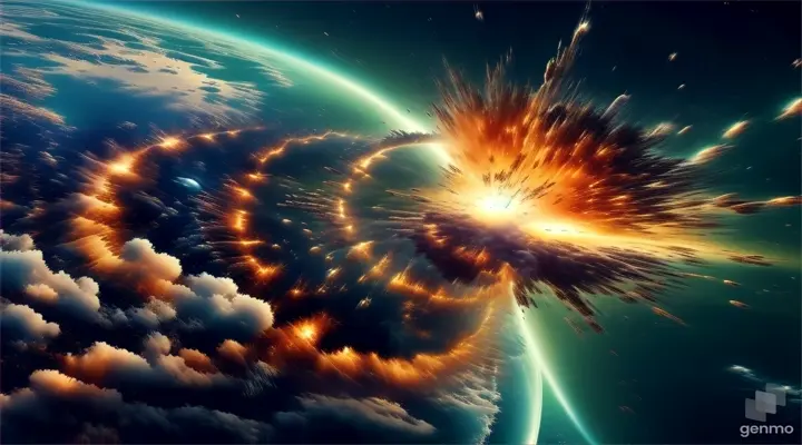 a computer generated image of an exploding earth