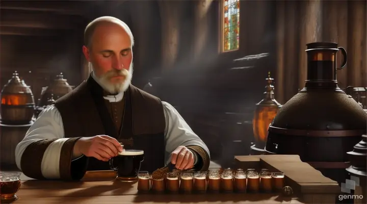 the Middle Ages, takes us to a monk named Franz who lived in a monastery in Bavaria and accidentally discovered dark beer when one day he over-roasted his malts. Instead of throwing away the burnt malt, he decided to continue the brewing process. The result was amazing. The beer he got had a deep, rich taste and aroma of coffee and caramel, which soon became famous among all the monks.
