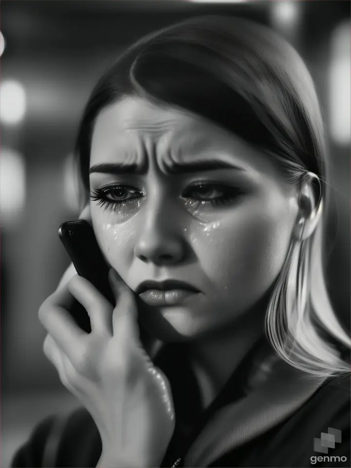 person depressive cryingbecause of offensive messages on mobile