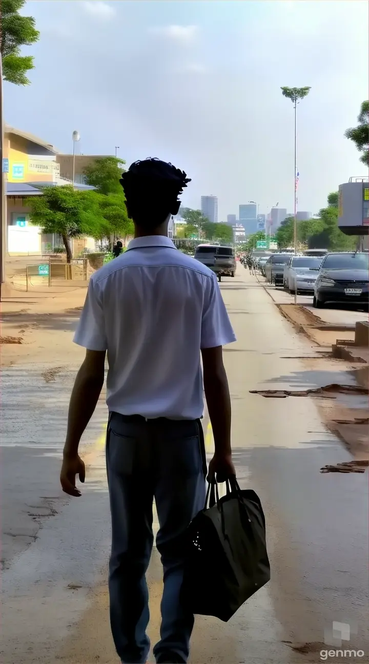 a man walking down a street carrying a bag