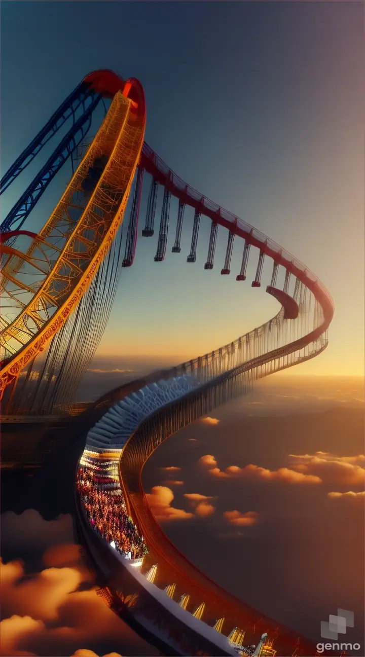 impactful roller coasters, accompanied by brief messages of personal motivation. Convey the idea of overcoming and determination in the face of life's challenges. Add an inspiring soundtrack to complement the images and messages. The video should capture the essence of the personal journey in a short period of time. 1,080 x 1,920 pixels