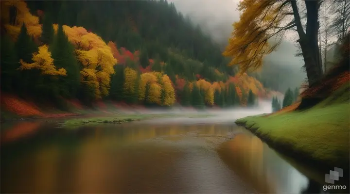 forest with river and mountain