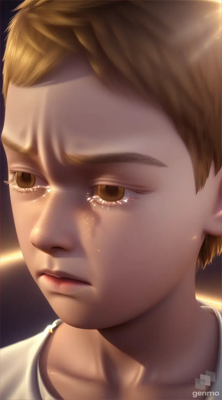 Aa boy is crying,3d animation