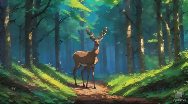 a deer standing in the middle of a forest