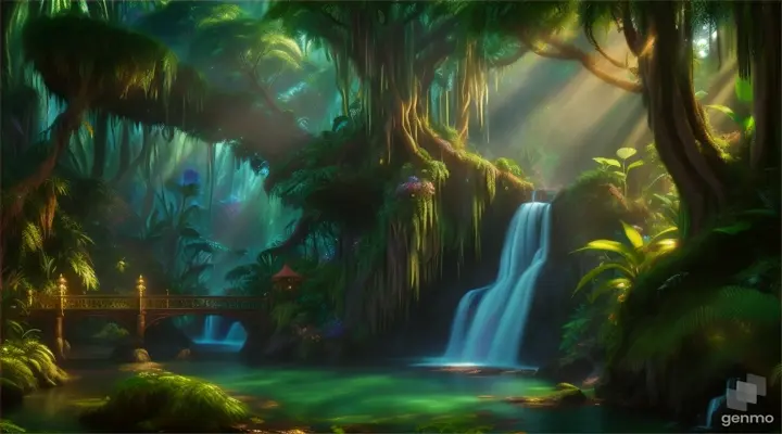 a magical rainforest with a magical creature