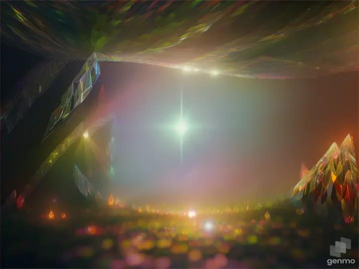 a crystal glade pulses with soft, multicolored lights, in the style of 3D, octane render, 8k, ray-tracing, blender, hyper-detailed
in the style of 8k