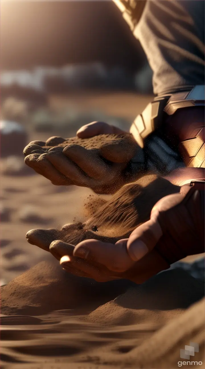 A light attitude and a handful of dirt: An image of a person holding a handful of dirt in their hand. The appearance of soil lightly falling or the appearance of light reflecting on the soil.
3d style animation  9:16