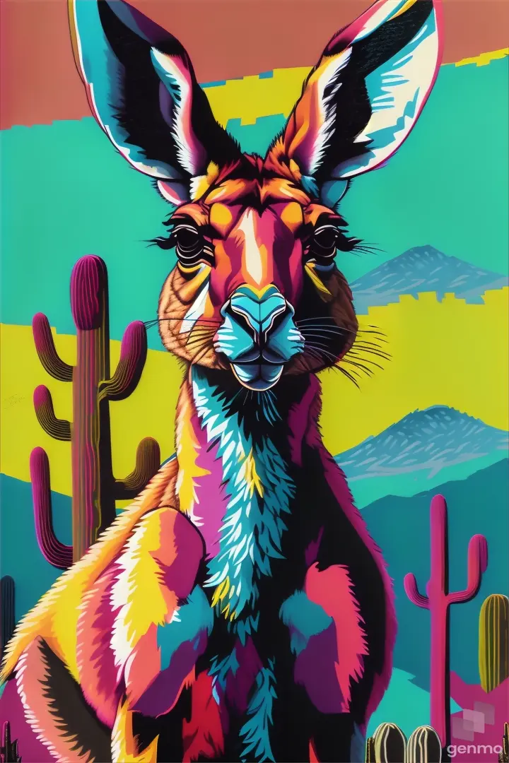 a painting of a dance kangaroo in the desert