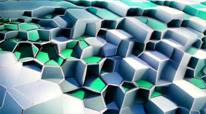 a close up of a wall made of hexagonal shapes