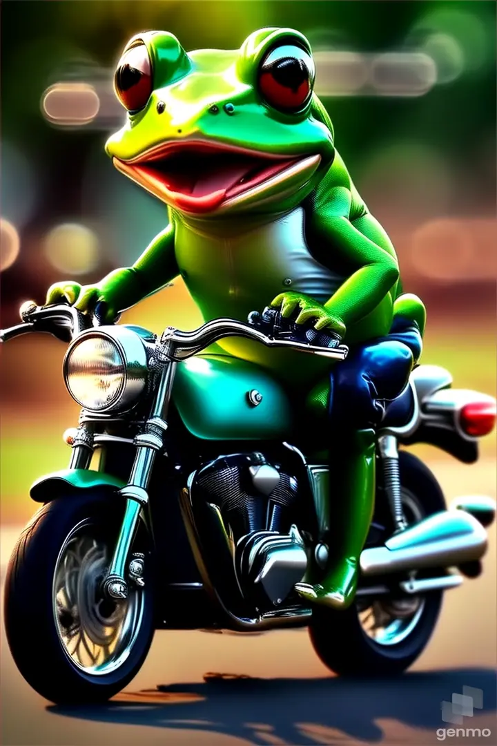 a frog riding on the back of a motorcycle