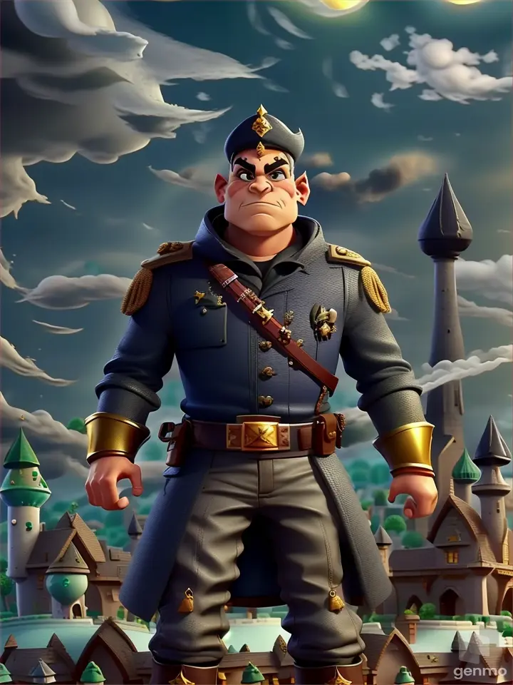 a cartoon of a man in a military uniform