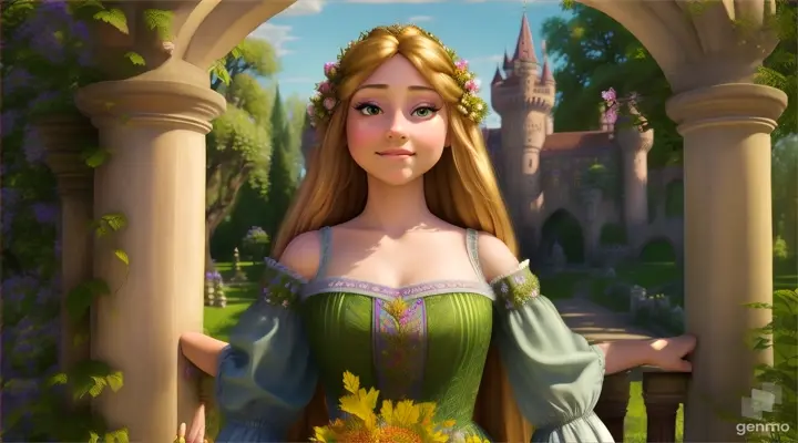  Rapunzel doubling over with her hands on her knees as she tried to recover as she arrived at the massive entry gates completely out of breath,
