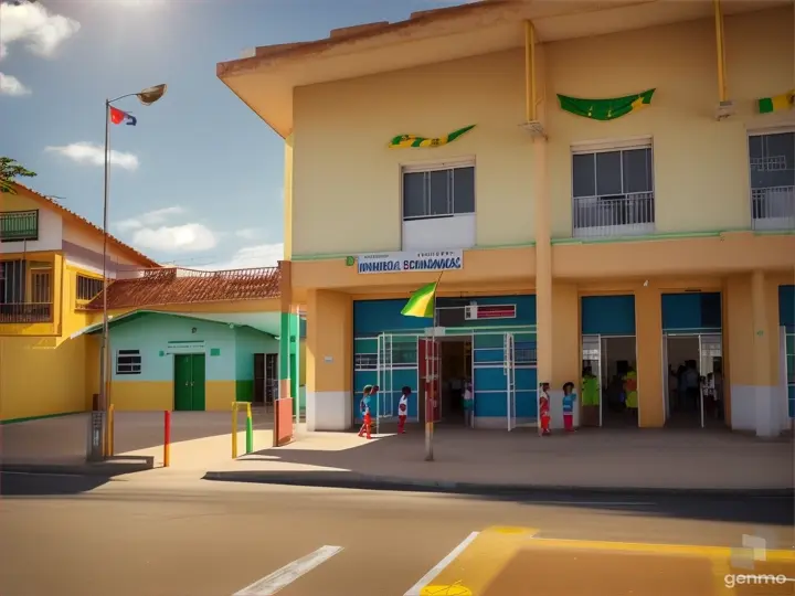 View of the entrance of a simple public school in Brazil