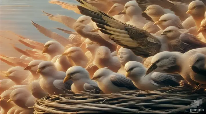 bird, beak, feather, wing, wood, bird nest, natural material, seabird, nest, wildlife