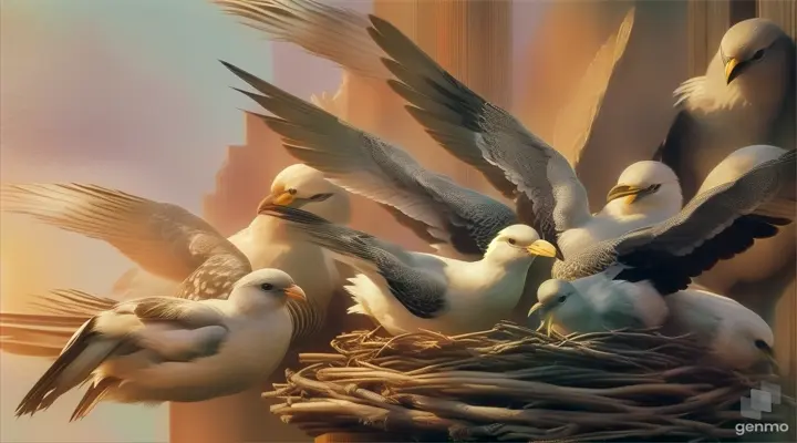 bird, beak, feather, wing, wood, bird nest, natural material, seabird, nest, wildlife