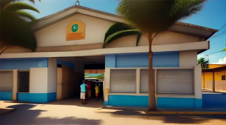 View of the entrance to a simple public school in Brazil, reaListic