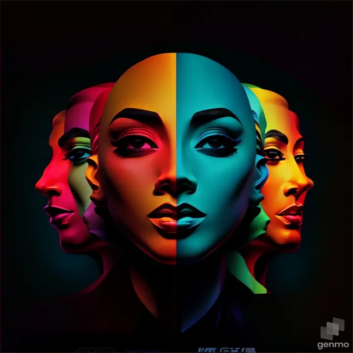 a group of people with different colored faces