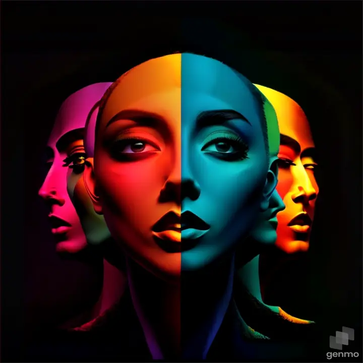 a group of people with different colored faces