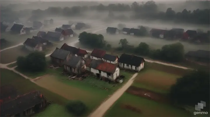 A honted village dron shot video 