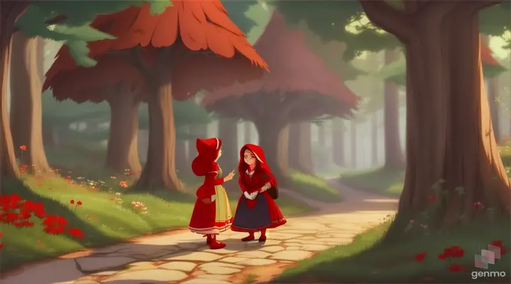 make an animated video of little Red Riding Hood's mother talking to her.