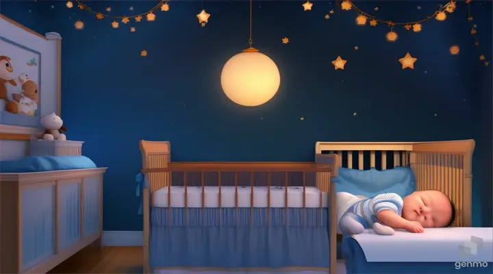  a baby peacefully sleeping in the crib while being watched over by loving parents, ultra-hd, 4k, animation