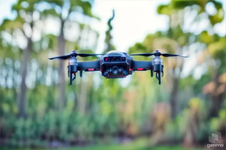 a camera attached to a flying device in the air