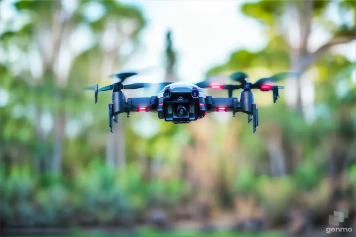 a camera attached to a flying device in the air