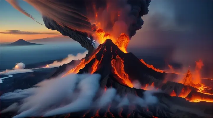 volcanic eruption Emanating from the ocean bed