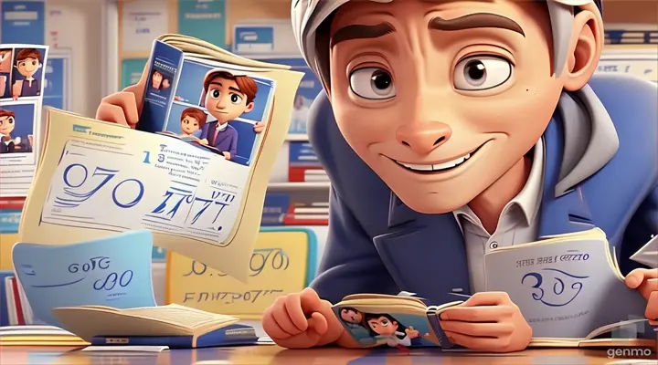 a cartoon character reading a book with another character behind him