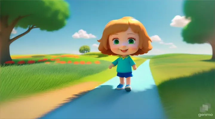 a beautiful sunny day, cartoon style, 3d, 4k, kids friendly