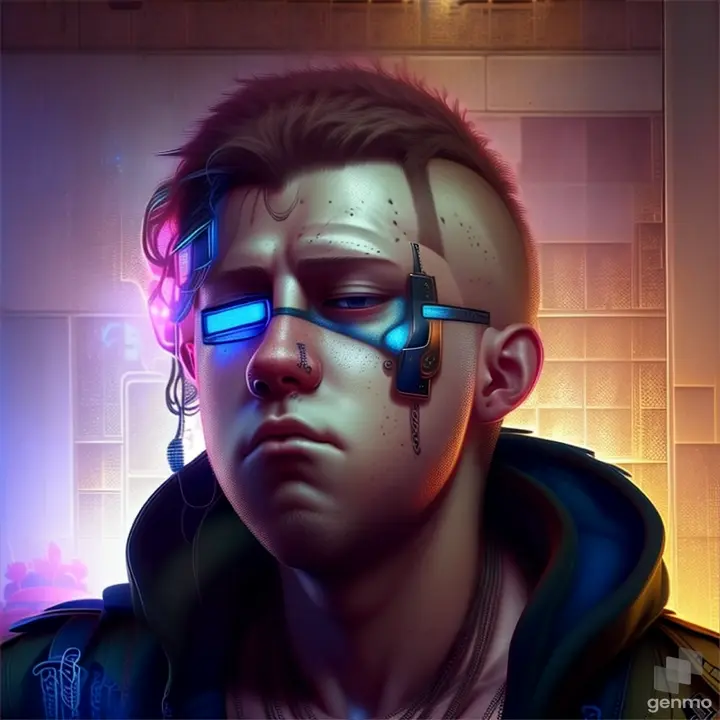 Look around cyberpunk man