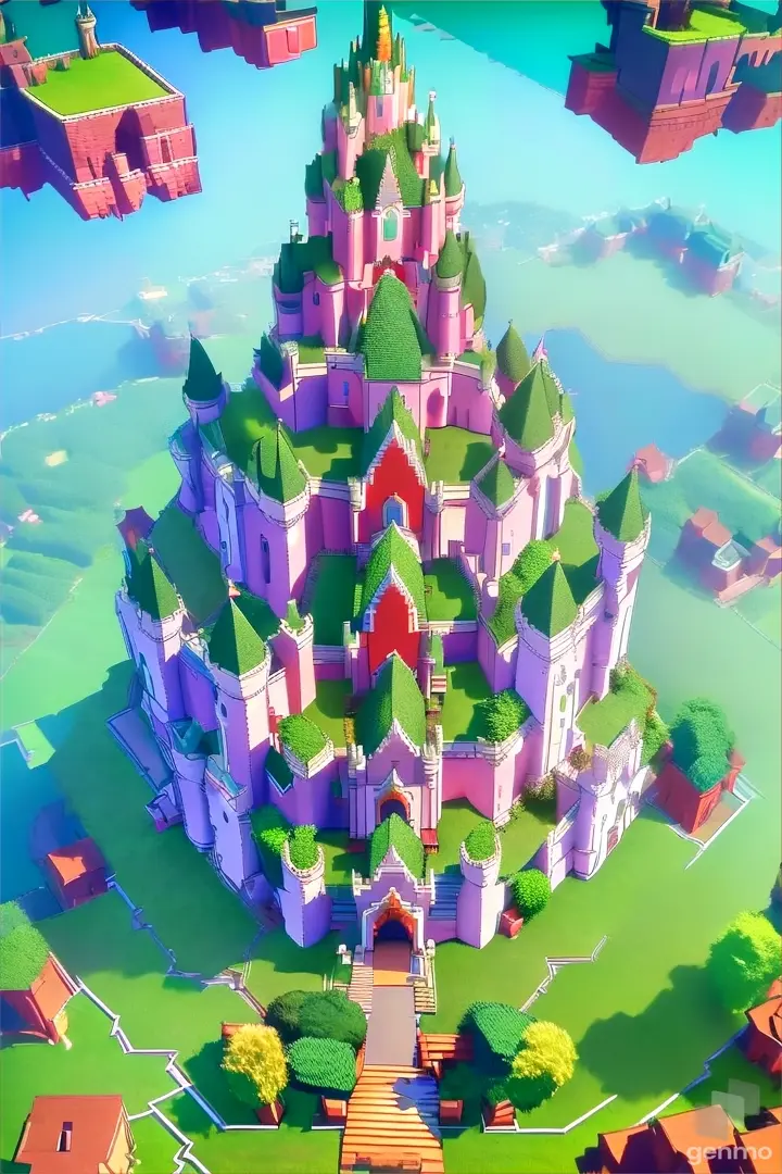 a castle in the middle of a green field