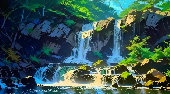 a waterfall in a forest