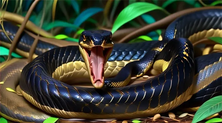a black and gold snake