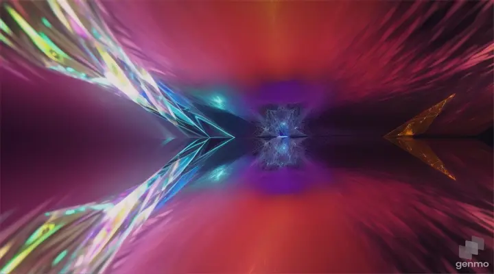 glowing, morphing, crystal shapes, door fades in and out of shot,  