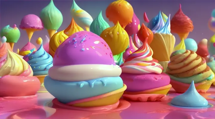 Ice Creams, Colorful Pixar 3D