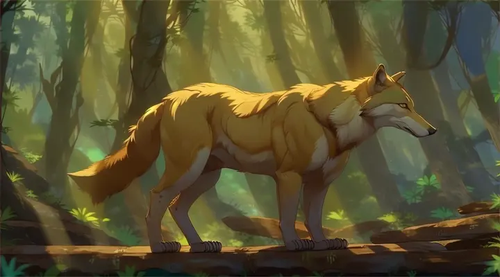 a wolf standing in the middle of a forest