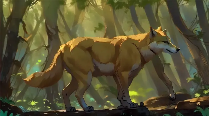 a wolf standing in the middle of a forest