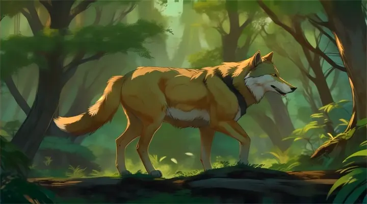 a wolf standing in the middle of a forest