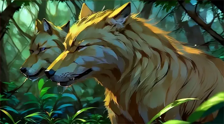 a close up of a wolf in a forest
