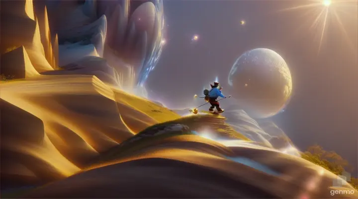 /imagine prompt: 3D animation, personality: [Illustrate Uplifting Cartoon characters engaging in fun activities A person climbing a steep mountain with a shining pearl of knowledge at its peak, symbolizing the challenging journey to acquire wisdom. It should feel otherworldly and magical.] unreal engine, hyper real --q 2 --v 5.2 --ar 16:9