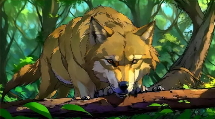 a picture of a wolf in the woods