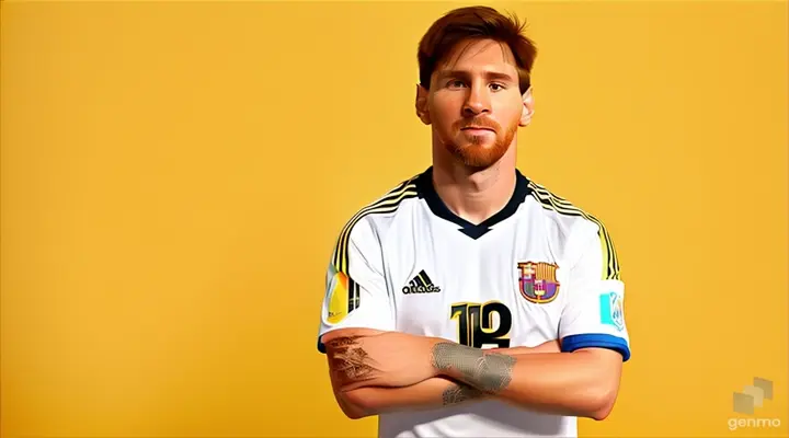 Messi standing in front of a yellow background