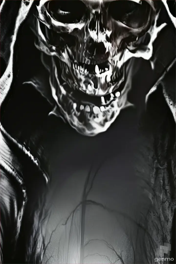 a man in a hoodie with a skull on his talking face 