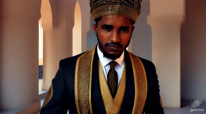 a well dressed rich african, black man of the morrocan empire