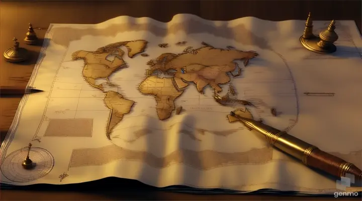 a map with a pen on top of it